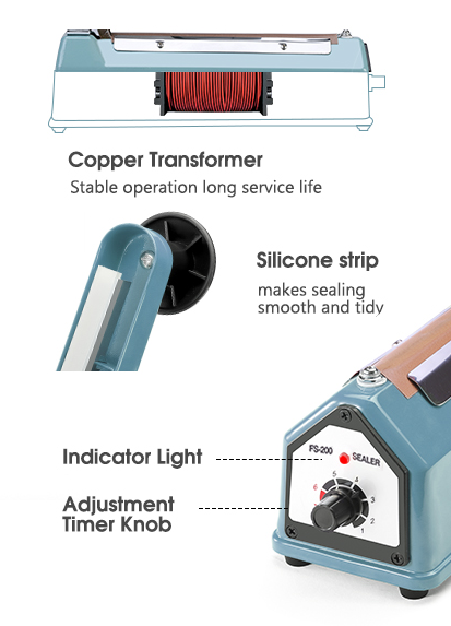 浙江天宇实业有限公司生产供应手动封口机2.0 mm宽电热封口机FS系列塑料食品袋脉冲封口机